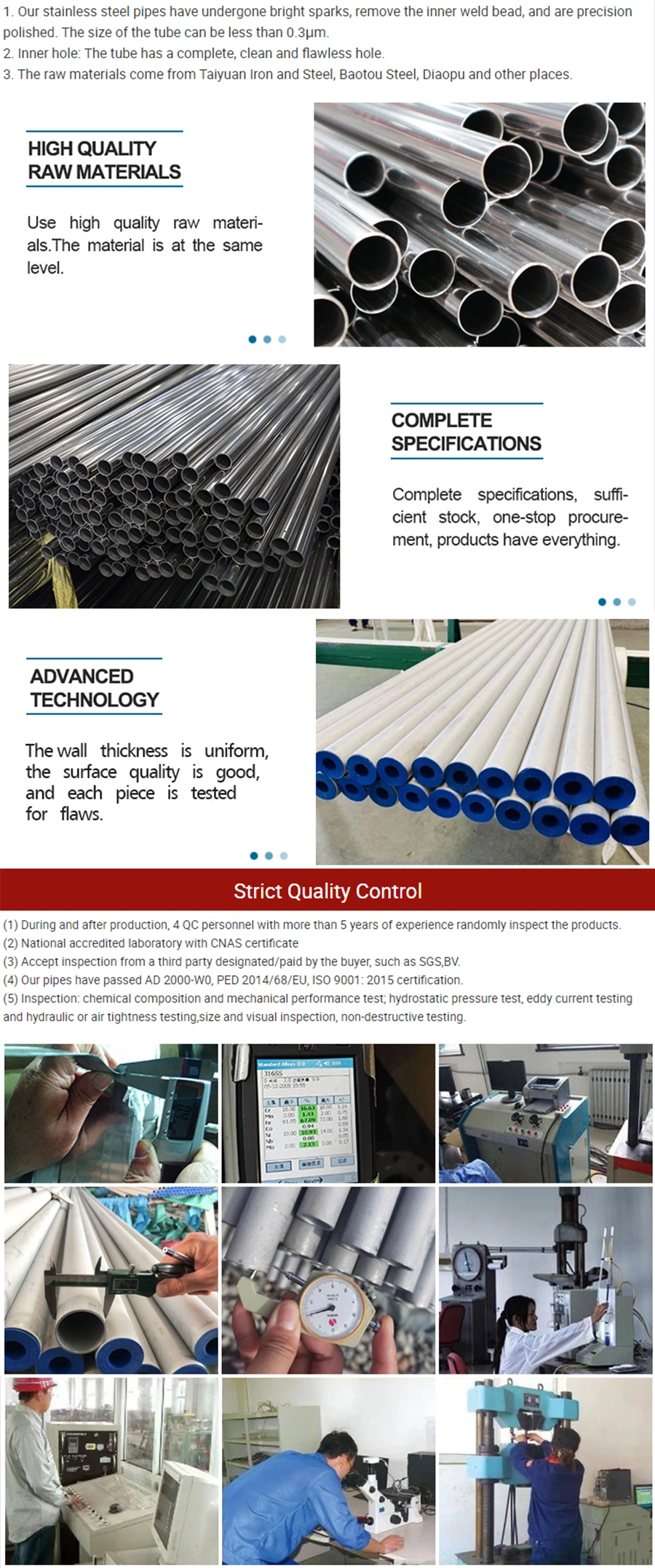 Hot Selling AISI ASTM GB Ss Steel Pipe 201 304 316/L Welded/Seamless/ERW Stainless Steel Pipe Manufacturer in China